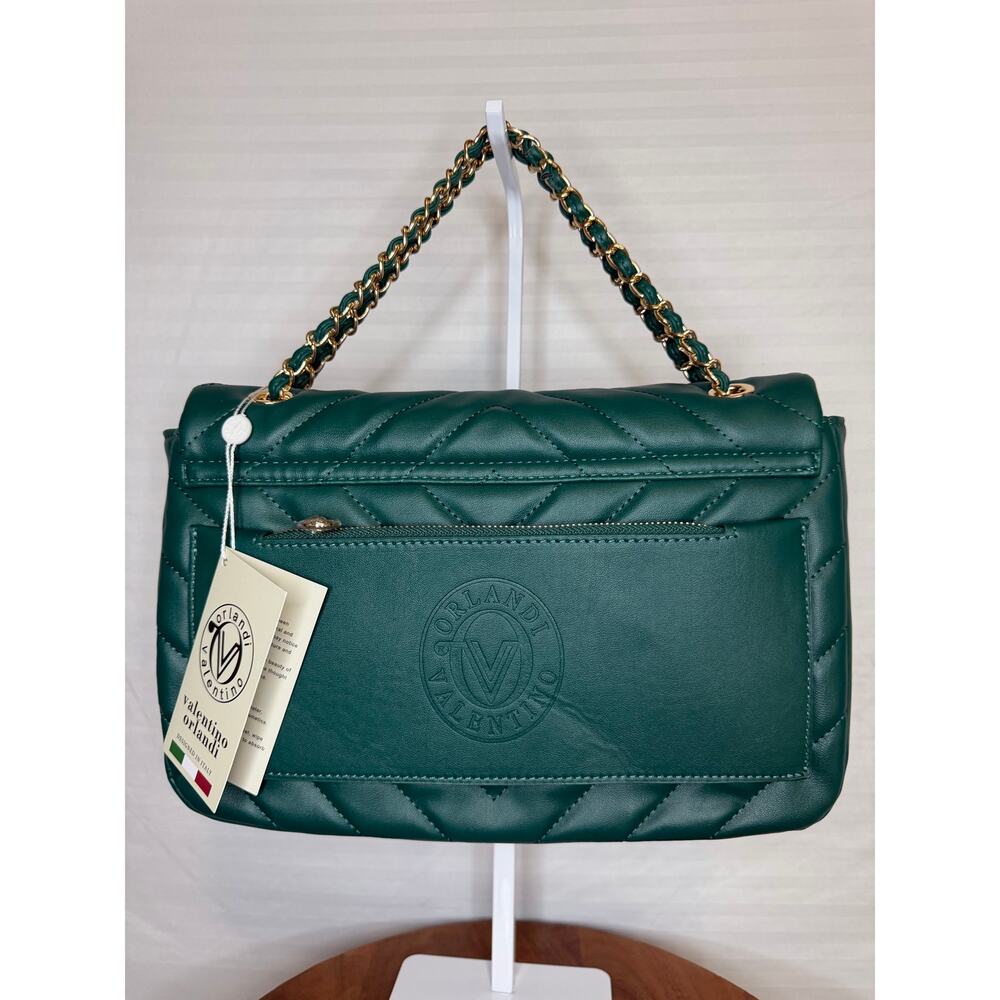 Valentino Orlandi Angel Forest Green Chevron Crossbody NWT Italy - Picture 3 of 7